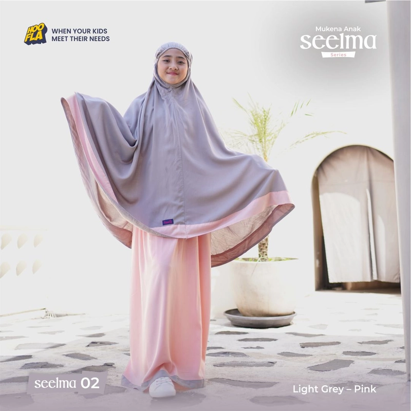 Product image Mukena Anak Seelma Series L (SEELMA 02) Light Grey-Pink
